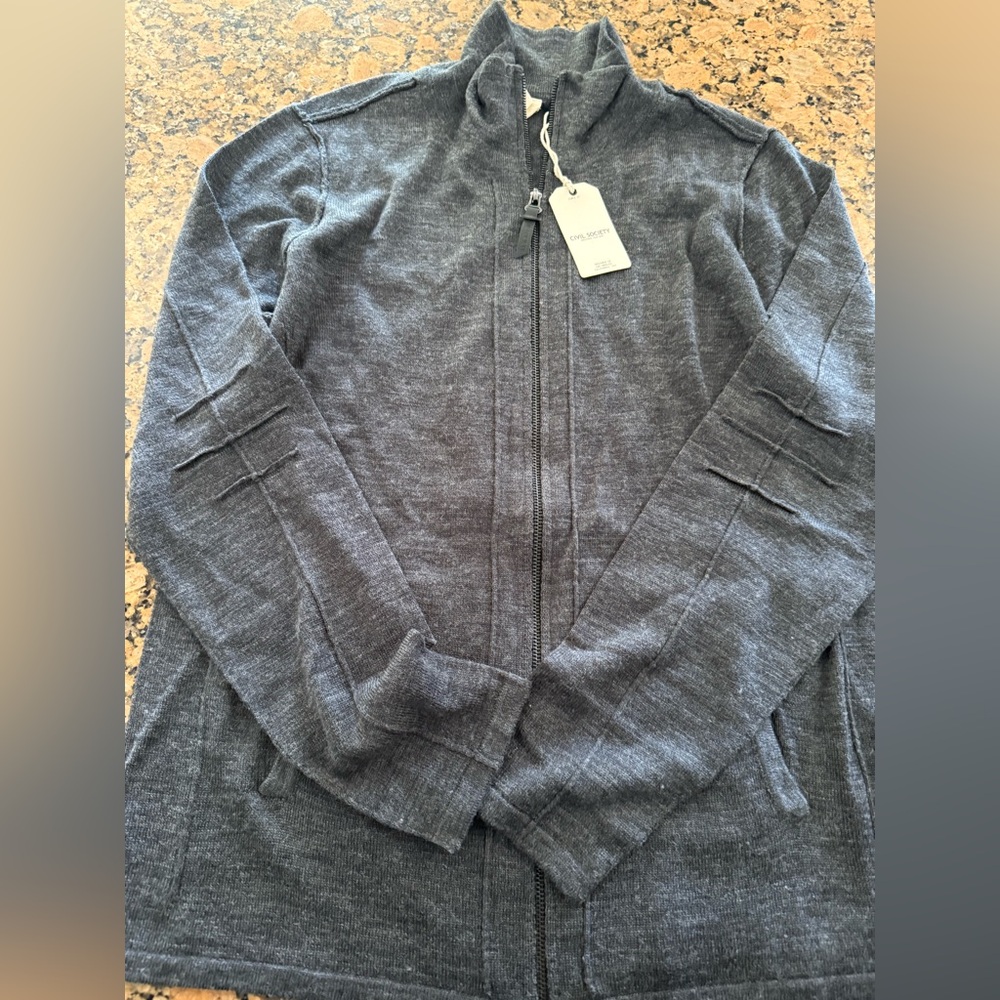 Civil Society men’s  Pin Tucked Detail Zip Front Cardigan